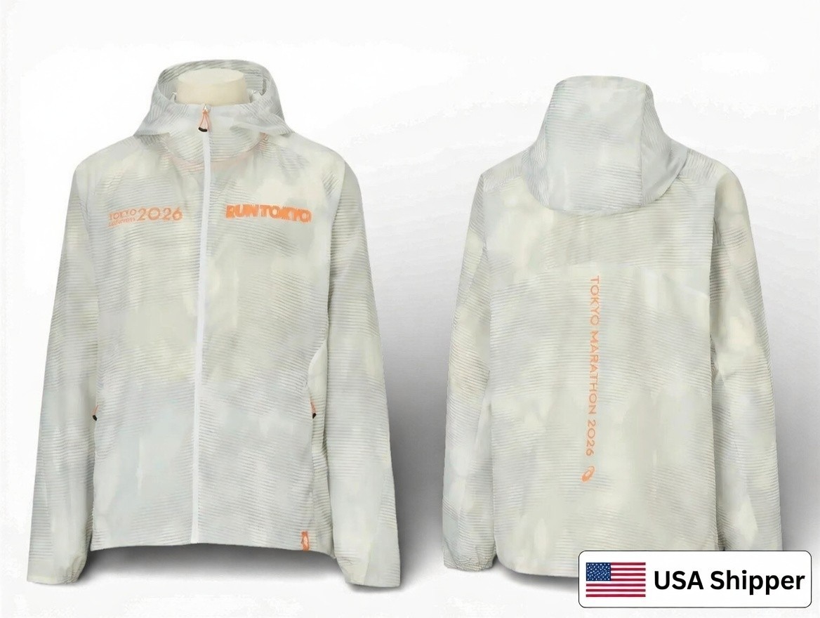 ASICS TOKYO MARATHON 2026 Limited Fade JACKET Brilliant White NEW USA SHIPPER!!!