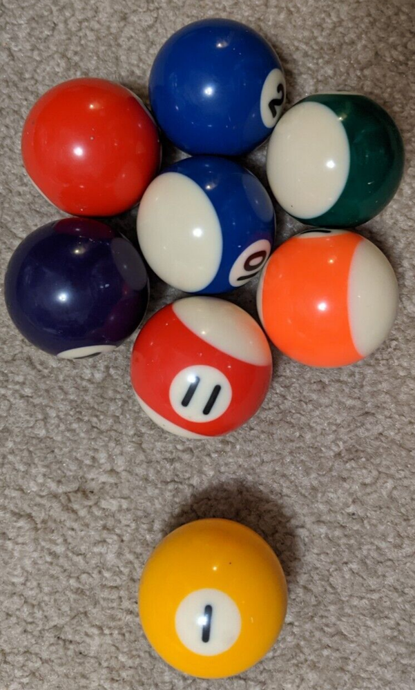 1.5" Miniature pool billiard balls replacements, Eight balls included, missing 7