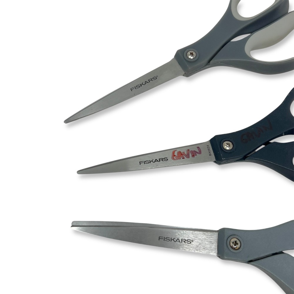 Fiskars Multi-Purpose Scissors Lot, Gray & Black Handles, Crafting Set, 3 Pcs