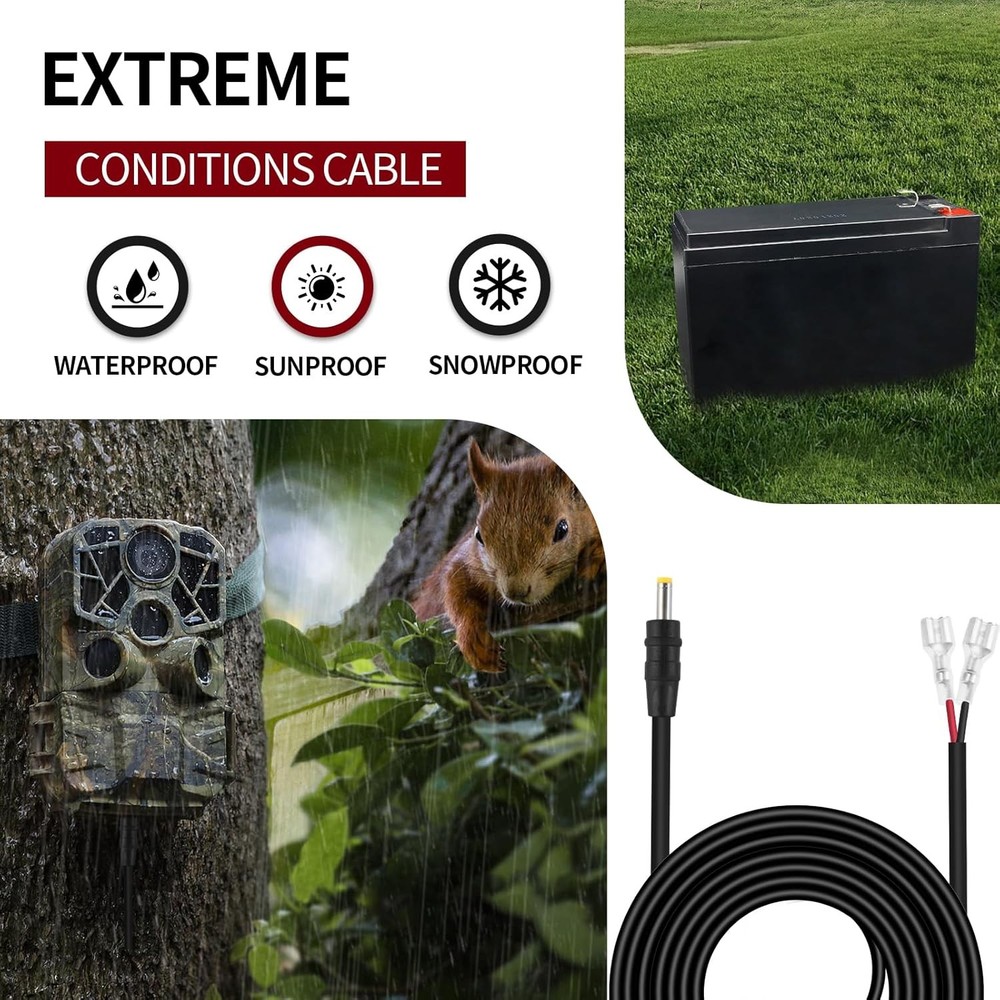 Trail Camera Power Cord,5.5x2.1mm DC Plug External Cable Black