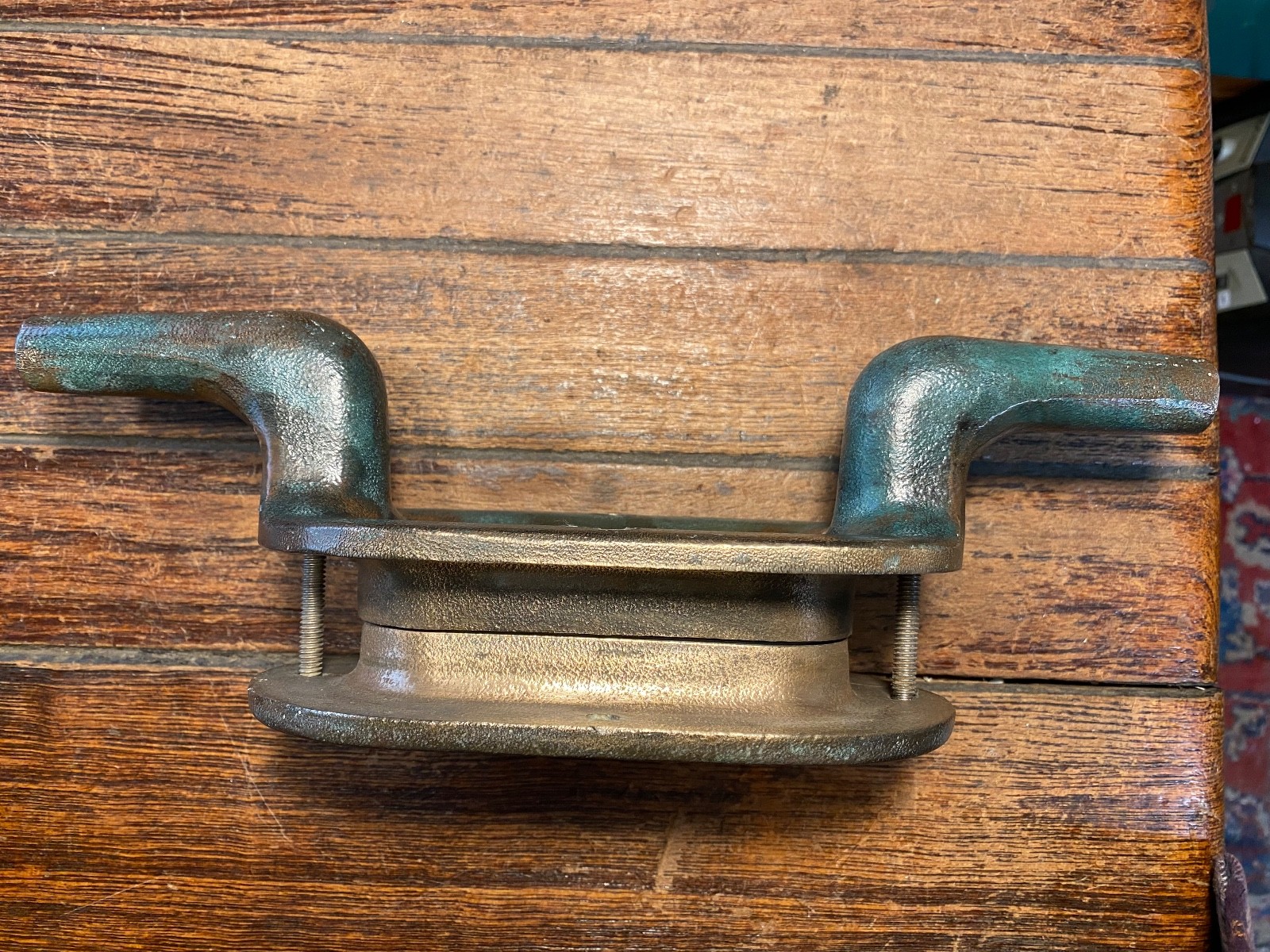 VINTAGE CAST BRONZE COMBINATION CLEAT/HAWSE HOLE 12" LONG (2 avail)