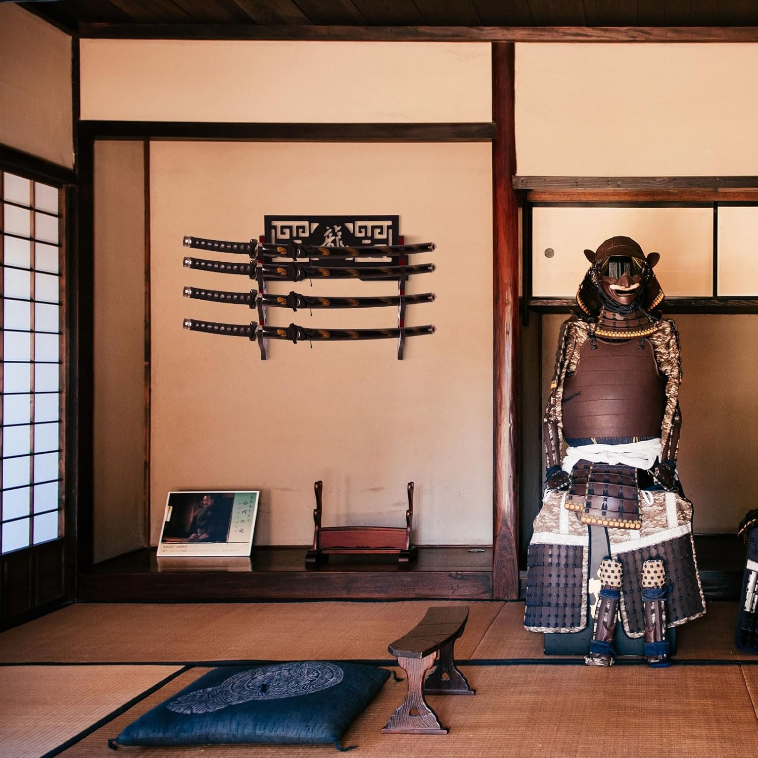 Katana Mount Sword Holder Stand Wall Mount Katana Samurai Sword Display 4Tier