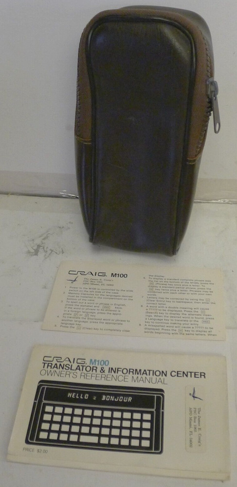 Craig M100 Electronic Translator - Case, Manual & Insert ONLY