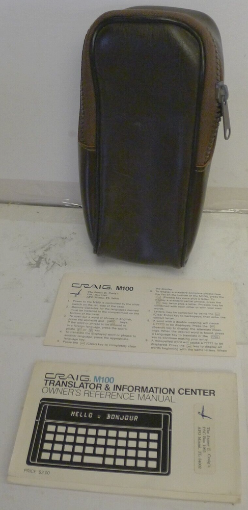 Craig M100 Electronic Translator - Case, Manual & Insert ONLY