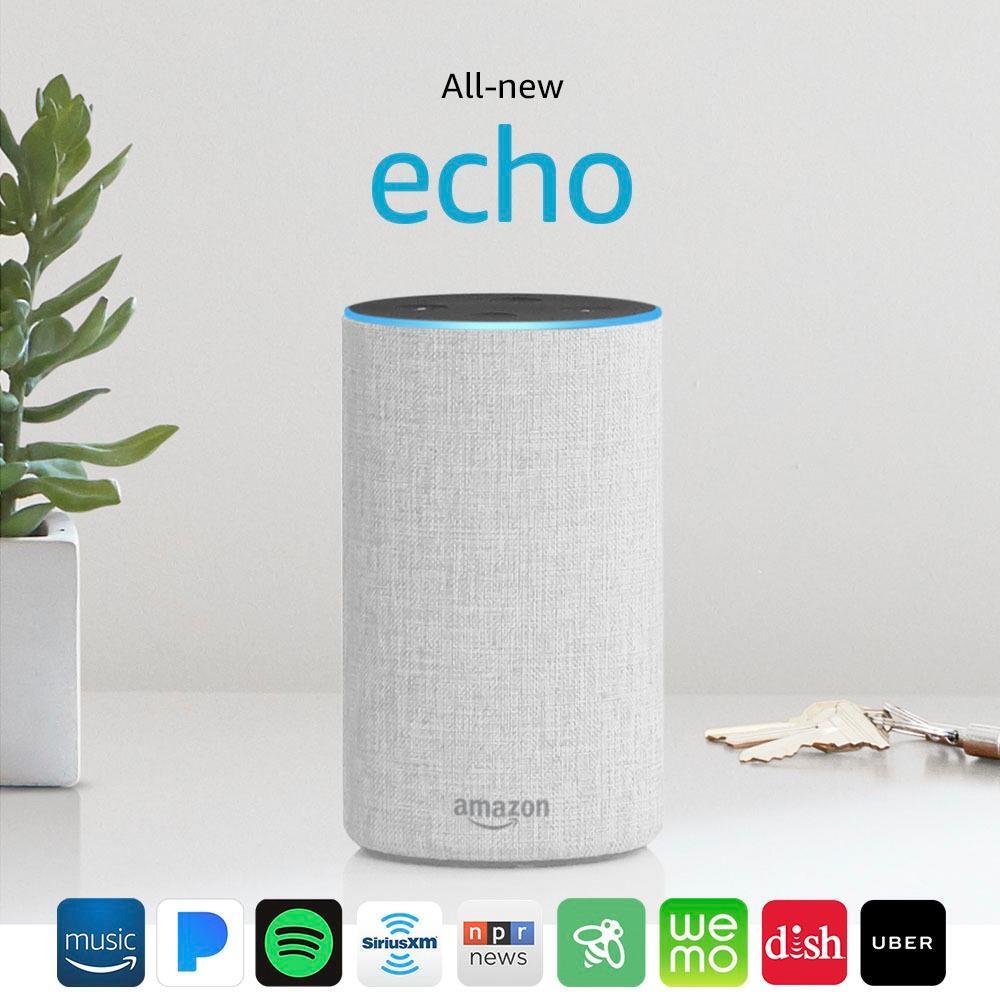Amazon Echo 2nd Gen Smart Speaker Alexa and Dolby processing Sandstone Fabric