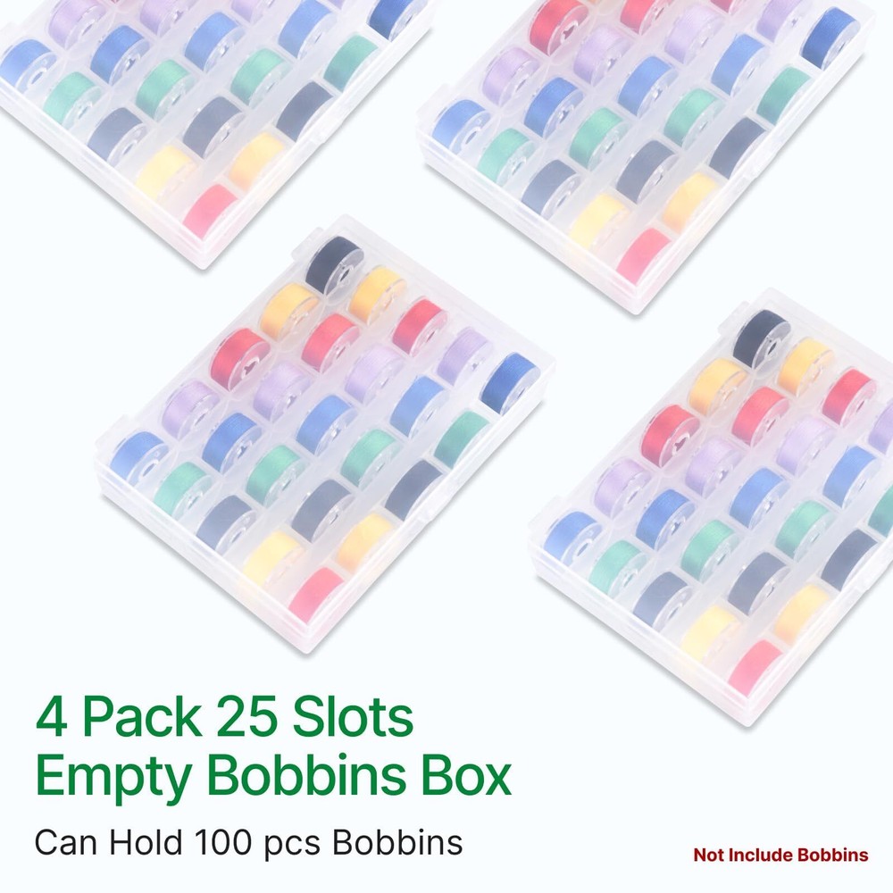 25 Slots Bobbin Organizer Transparent Plastic Bobbin Case Empty Spools Box Fo...