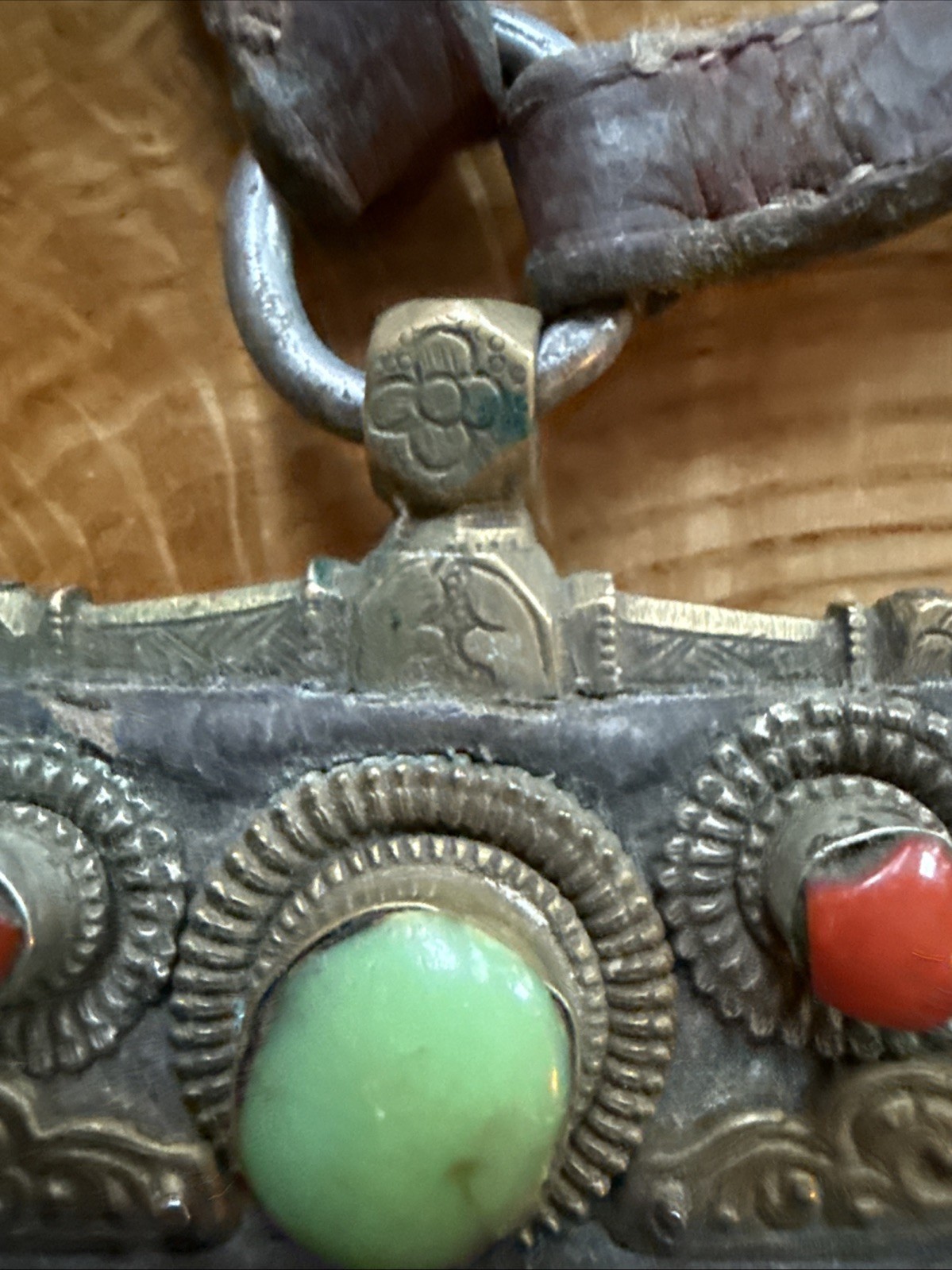 Old Antique Tibetan “ Mechak “ Flint Striker Red Coral Bead Leather Pouch Purse