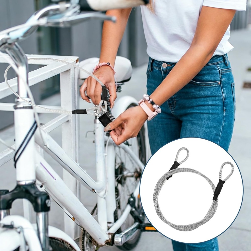 Stainless Steel Security Cable 4Ft, 5mm AntiTheft Wire Rope for Padlocks &