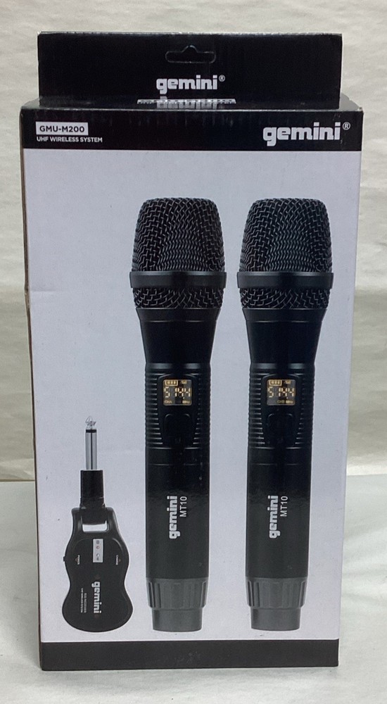 Gemini GMU-M200 Pro Dual Bluetooth Wireless Microphone Handsets w Adapter