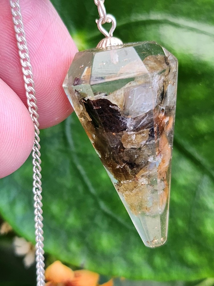 Orgone Labradorite Pendulum Dowser Gemstone Crystal EMF Protection Dowsing Point