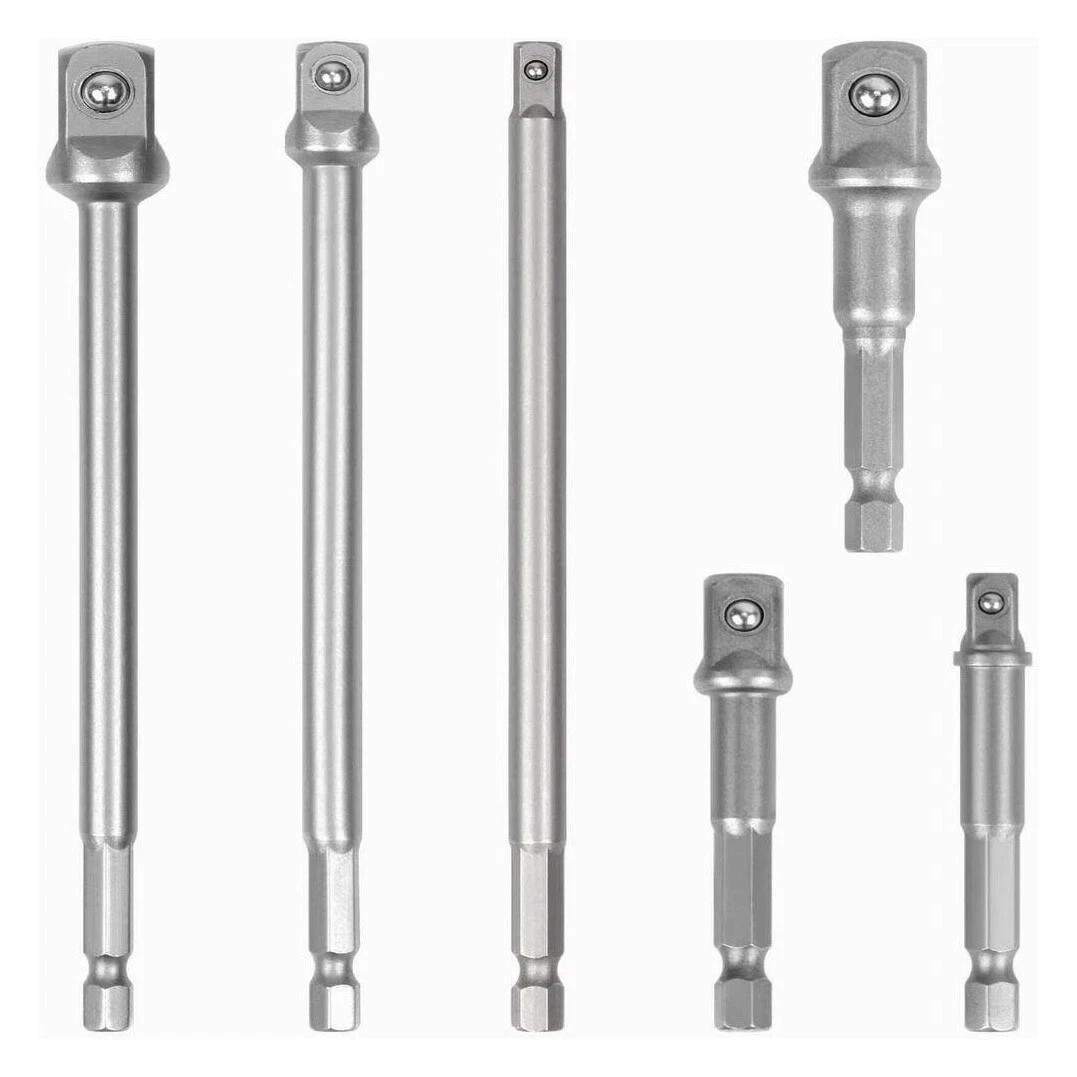 Socket Adapter Set Hex Shank to 1/4 3/8 1/2" Impact Grade Driver Drill 6 PCs
