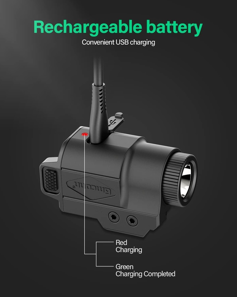 Gmconn 700 Lumen Pistol Light, Compact Adjustable Rail Mounted Flashlight Mini W