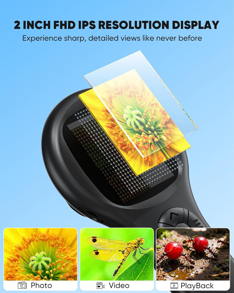 Microscope for Kids - Mini Pocket Digital Kids Microscope, Portable Handheld USB