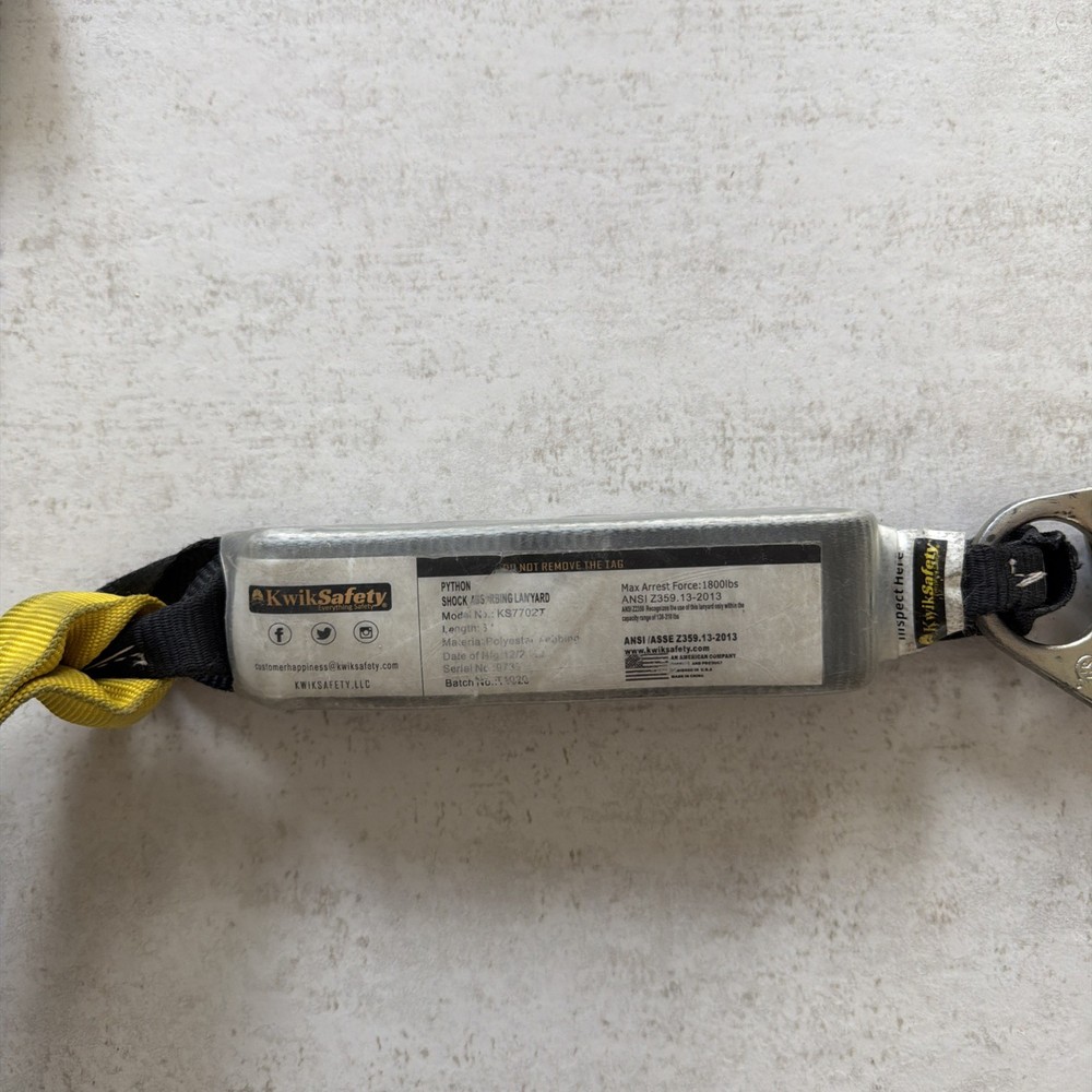 KwikSafety PYTHON 6' Shock Absorbing Safety Lanyard