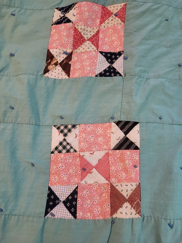 Hand -Tyed Patchwork Quilt Needs Repairs