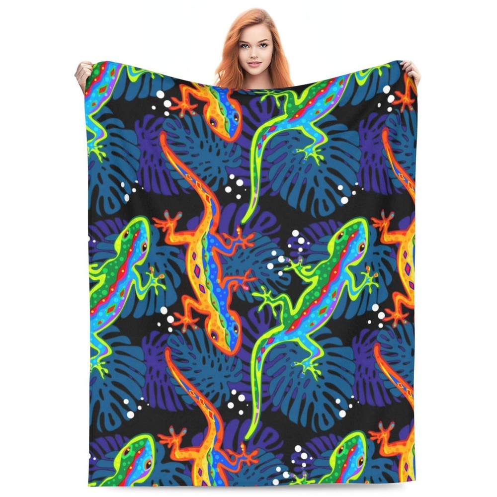 Lizard Throw Blanket Lizard Palm Decor Blanket Super Cozy Plush Lightweight S...