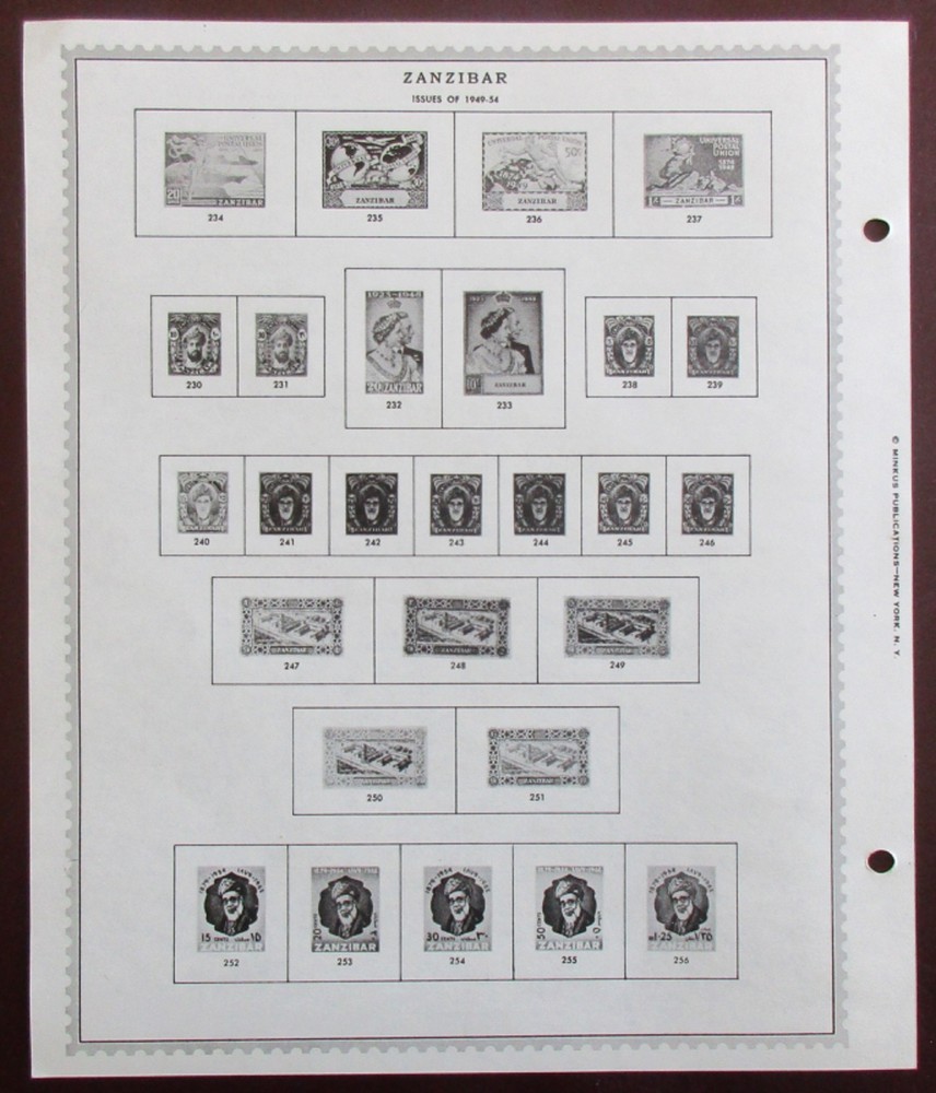 Zanzibar: Clean Set of Unused Minkus Supreme Global Pages to 1967