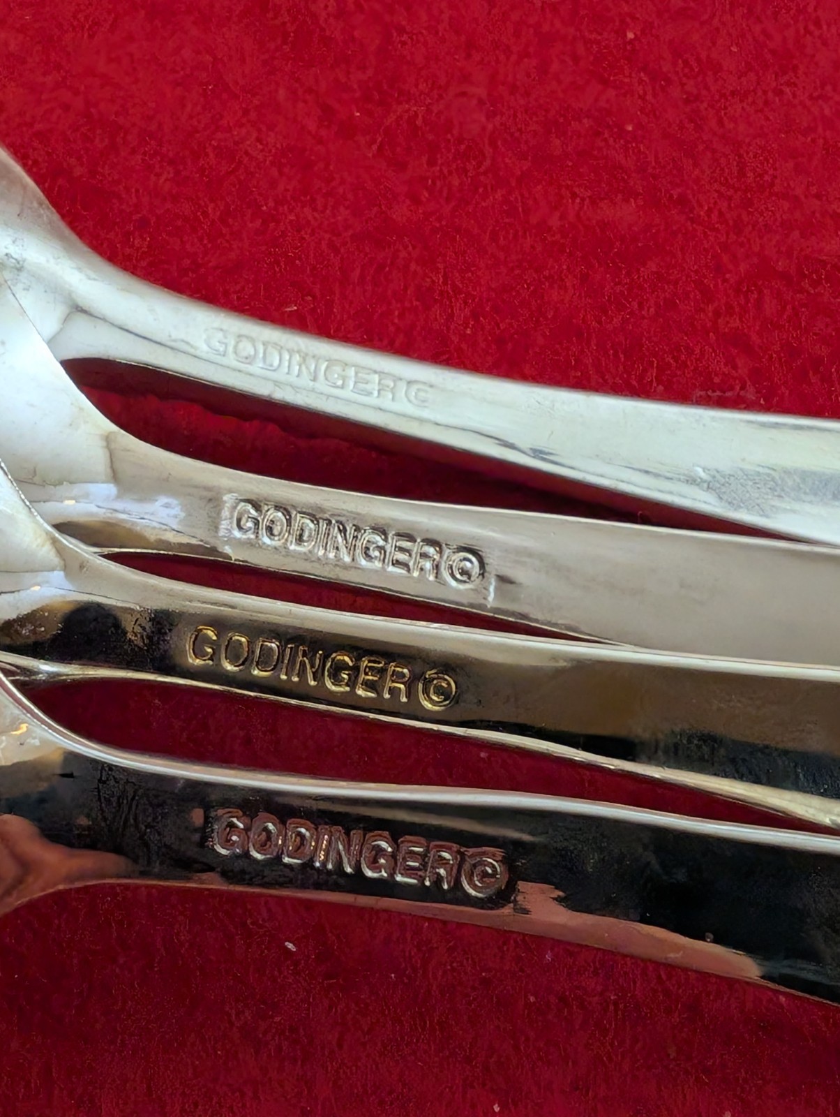 Lot Of 4 Godinger Olde Bouquet Silverplate Oval Soup Spoons Flatware