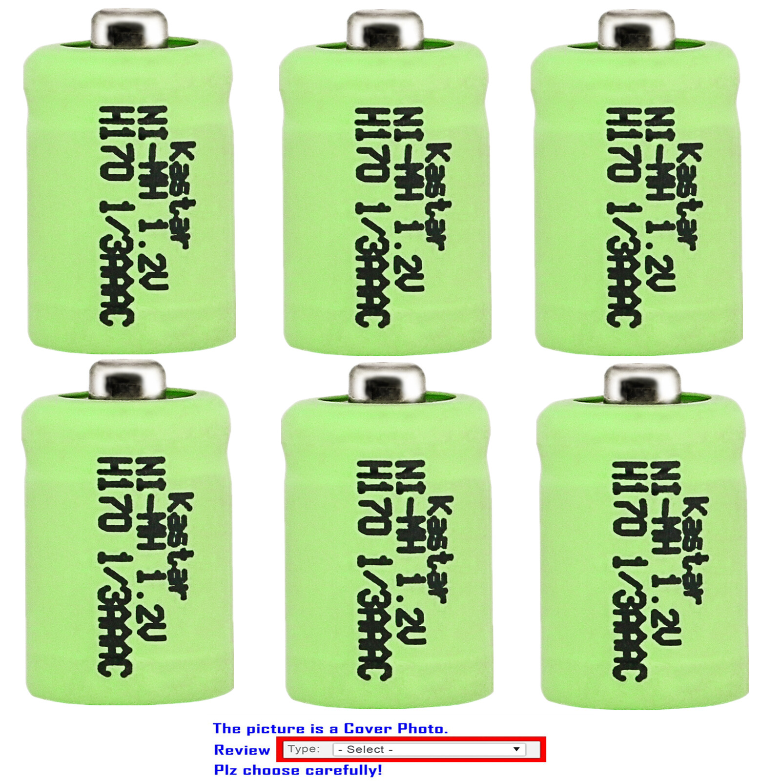 Kastar 1/3 AAA 1/3AAA 170 mAh Button Top MiMH Battery for Solar Lights