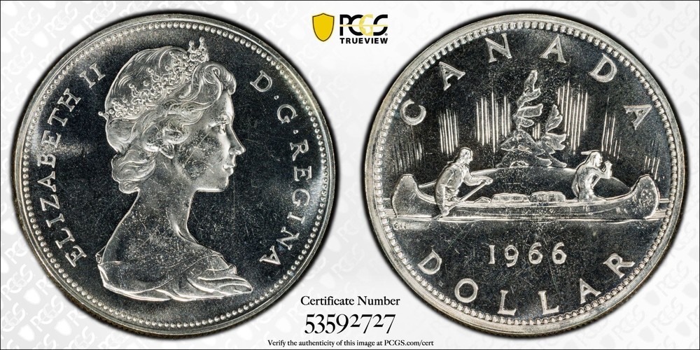 1966 Canada silver $1 PCGS MS64