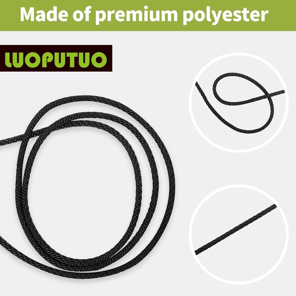 1/4 500ft Black Polyester Solid Braid Rope Outdoors