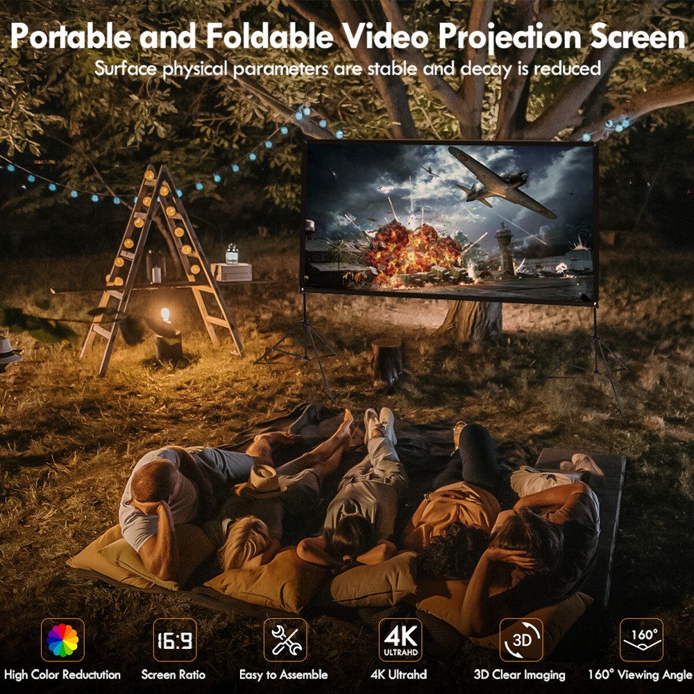Outdoor Projector Screen with Stand SCREENMAX 120 inch Foldable Projector Screen