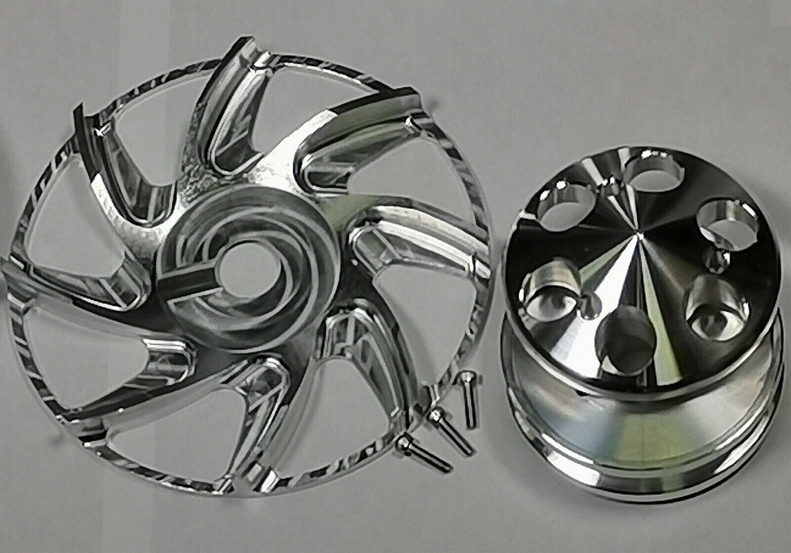 For SBC Chevy Pulley & Bracket Kit w/ Alternator Power Steering Long Water Pump