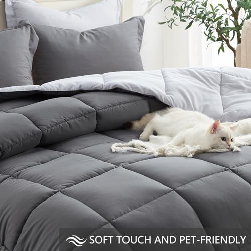Comforter Set Grey, Comforters Size Bed Sets, Soft Twin 01-gray/Light Grey
