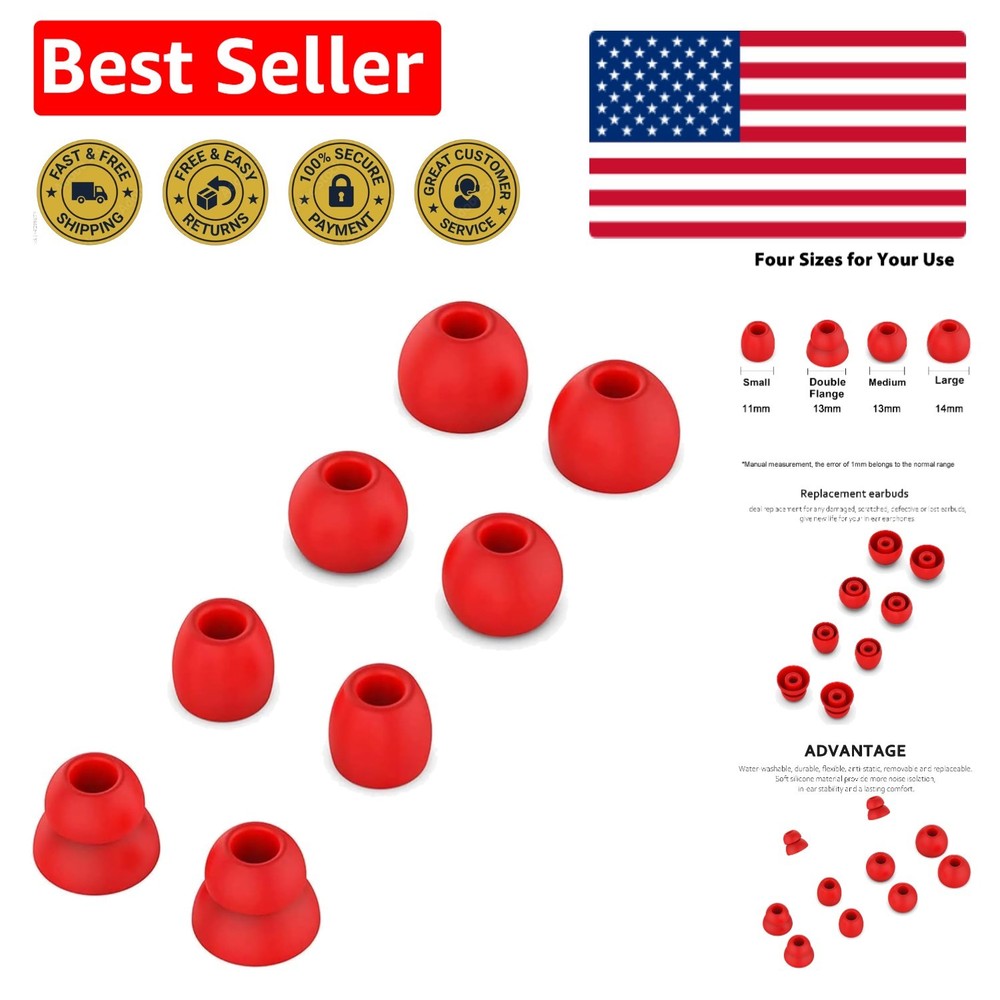 Versatile Silicone Ear Tips for Beats Powerbeats Pro & Flex - 4 Sizes Included