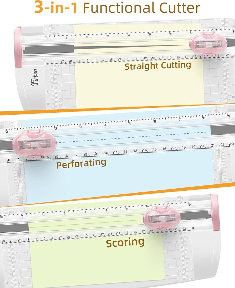 Pink 3-in-1 Paper Trimmer 9" Compact