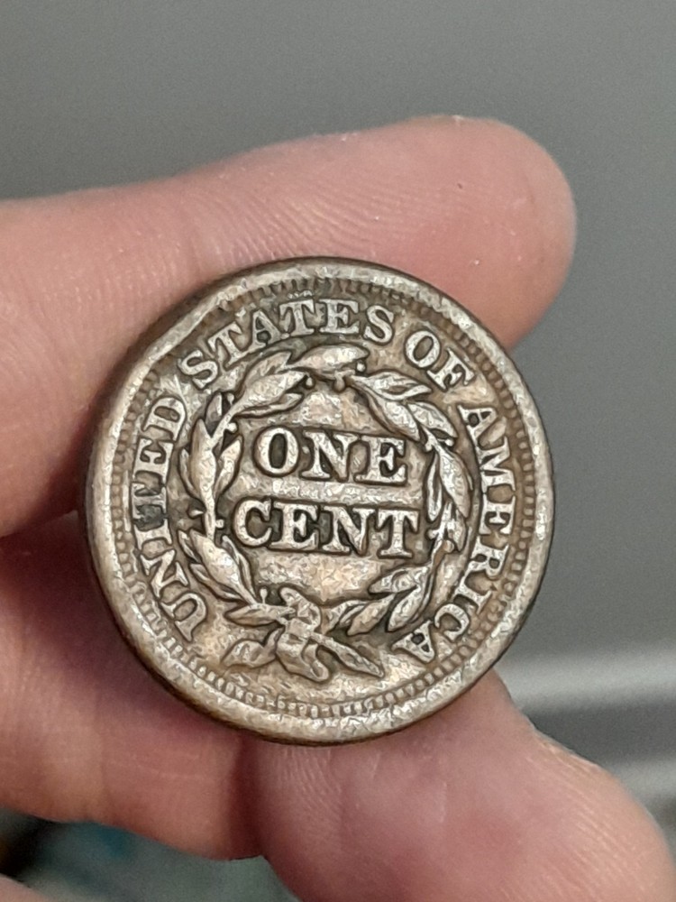 1851 Large Cent Braided Hair (Obverse Damage)