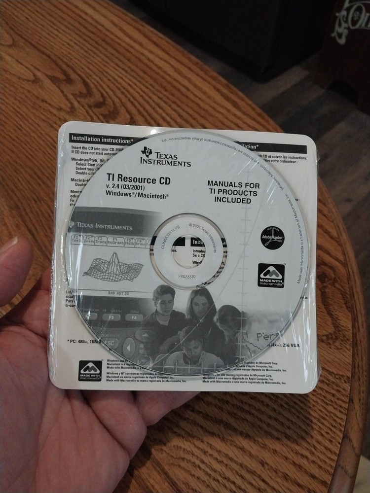 TI Resource CD Graphing Calculator Manual CD-Rom v2.4 Software Windows/Macintosh