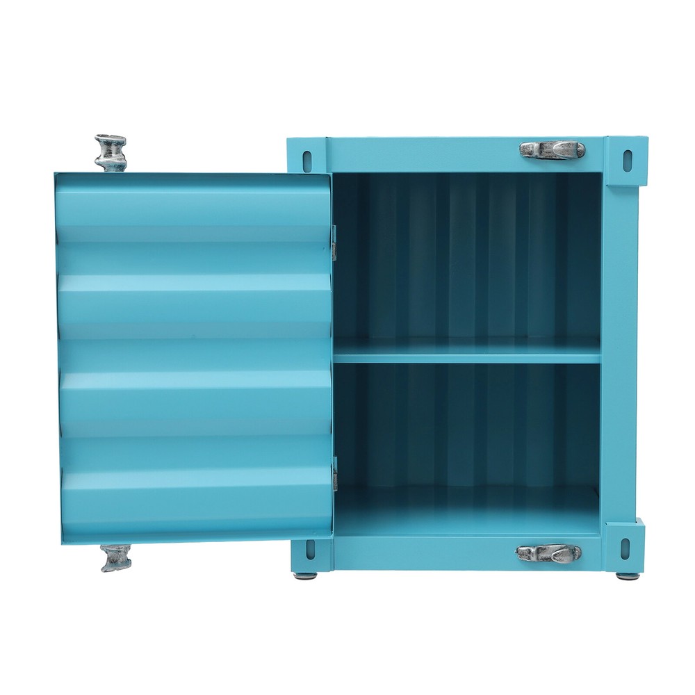 Floorstanding Side Table, Industrial Style Container Cabinet, Iron Bedside Table