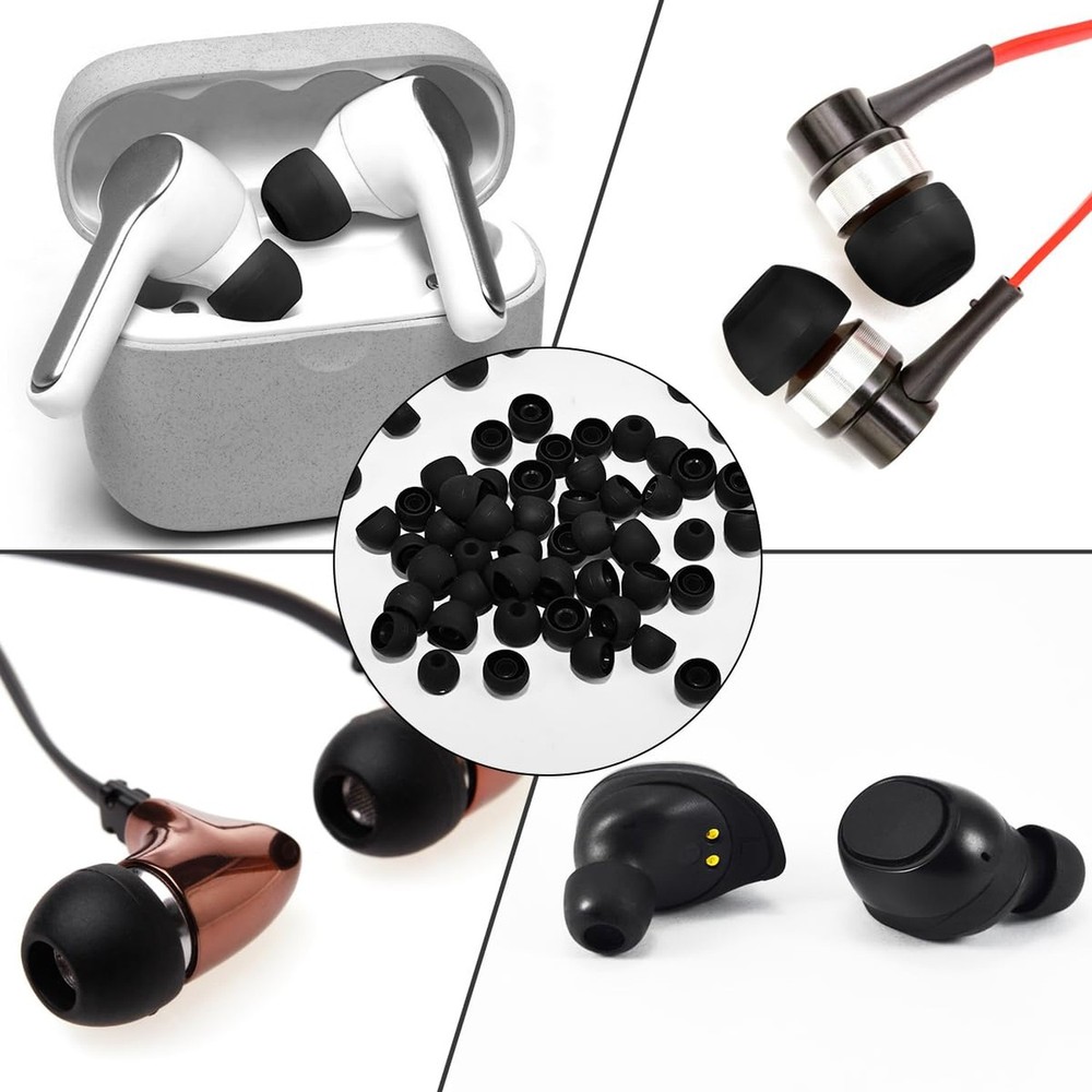 60PCS Earbuds Replacement Tips Silicone, Ear Bud Replacement Pieces Silicone,...