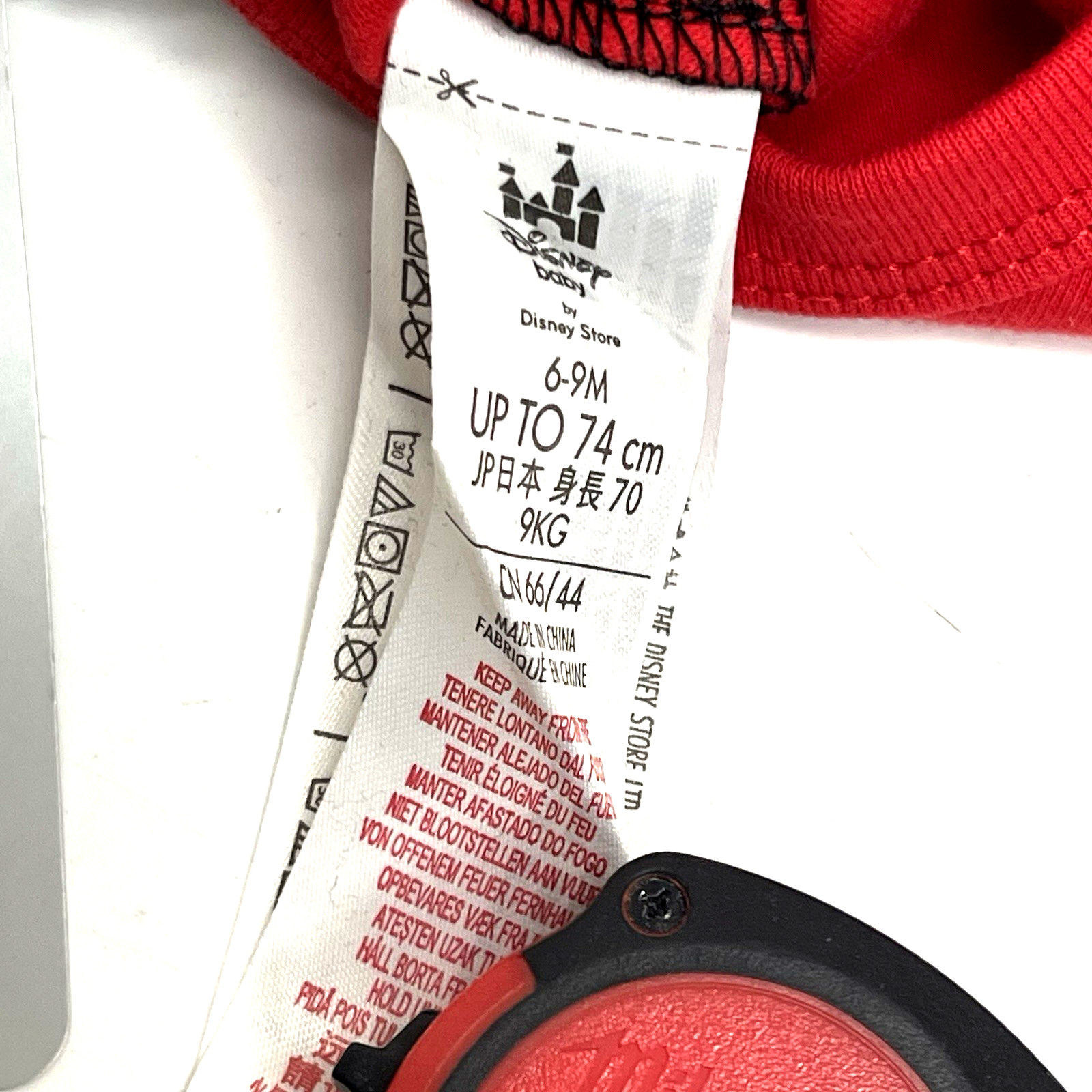 Disney Store Mickey Mouse Costume Pin Down Bodysuit Set Black Red Baby 6-9M NWT