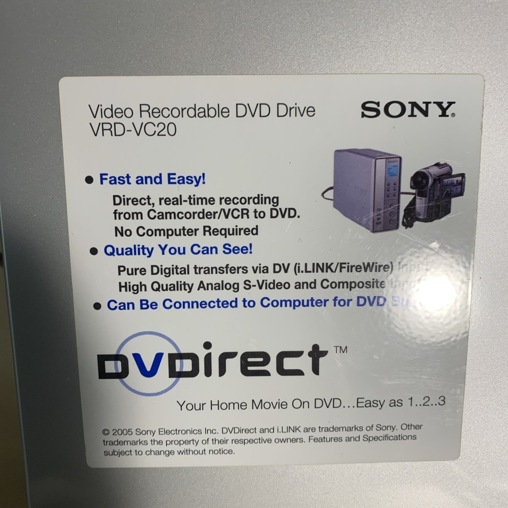 Sony VDR-VC20 DVD Recorder