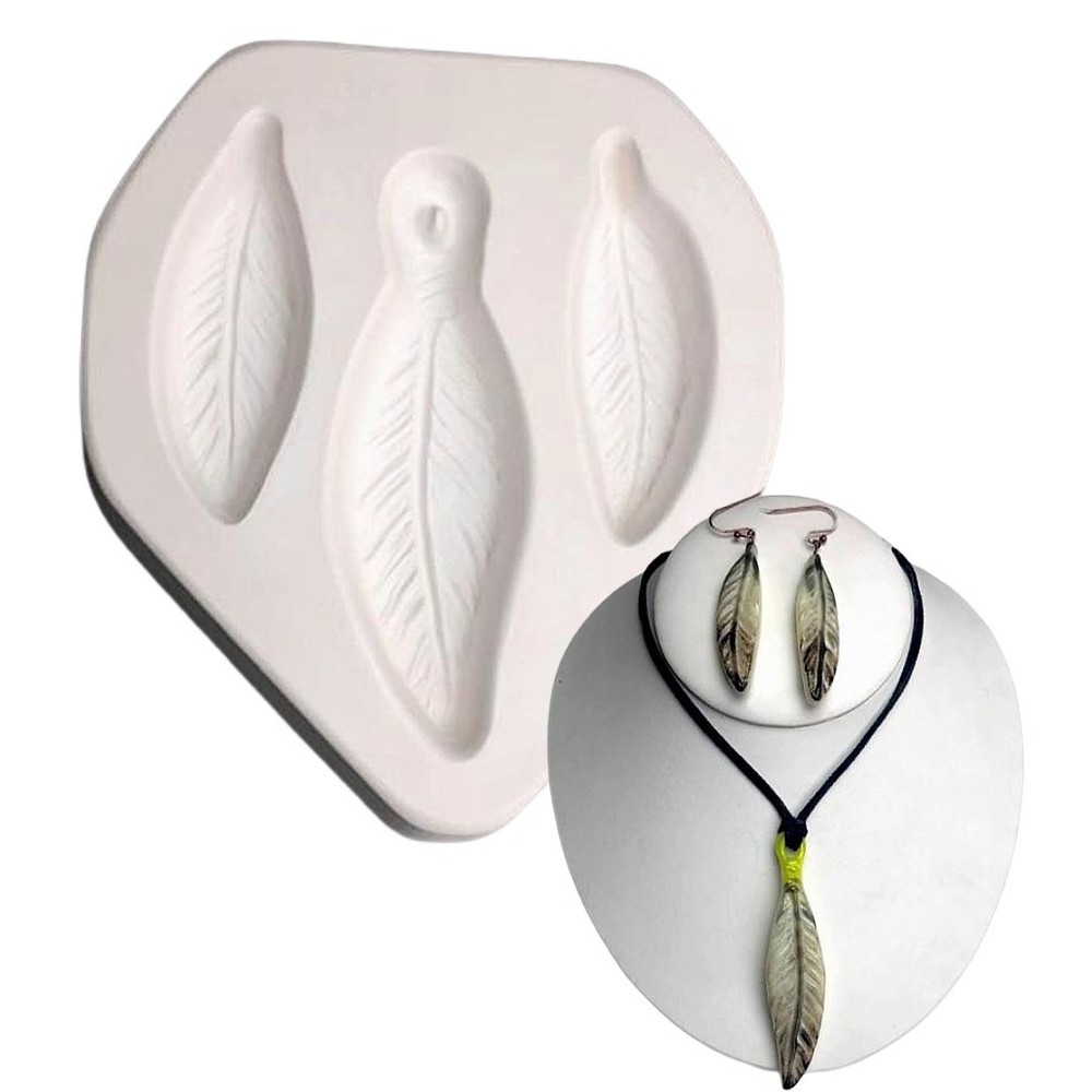 5"X 3"-Deep 1.5" Feather Trio Mold Glass Fusing