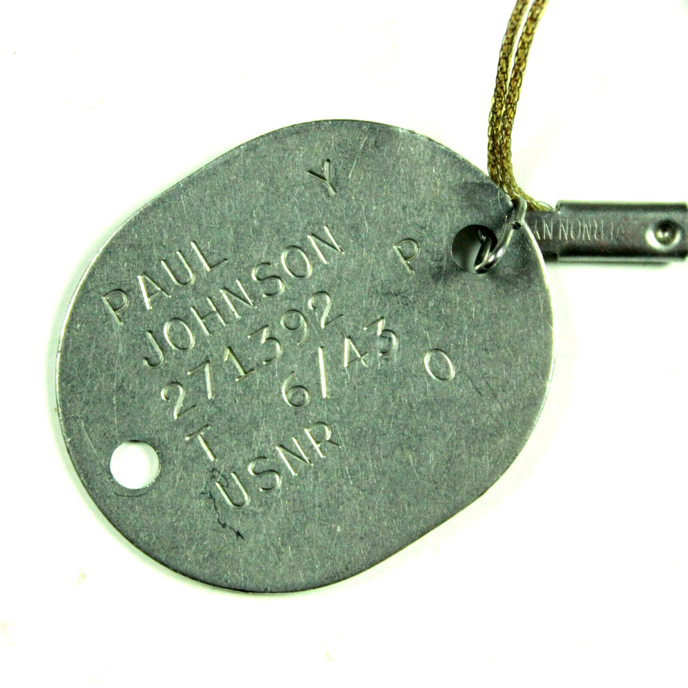 ORIGINAL WWII US NAVY USN DOG TAG IDENTIFICATION PLATE CHAIN 1943