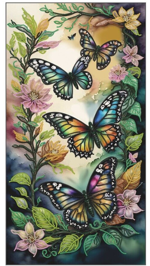 Bead embroidery kit Needlework DIY Beadwork Magic butterflies Beading stitching