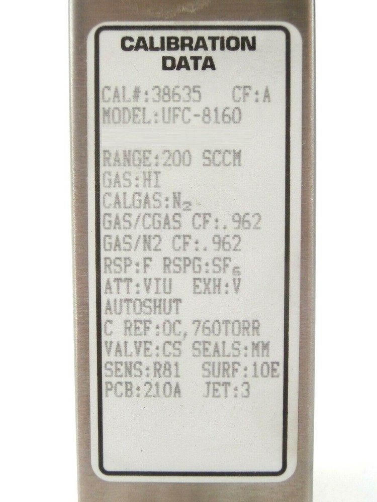 UNIT Instruments UFC-8160 Mass Flow Controller MFC 200 SCCM HI Working Spare