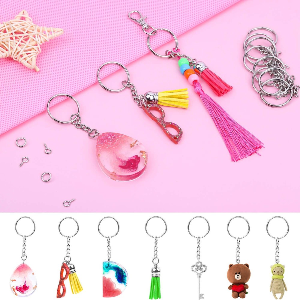 Audab 360Pcs Keychain Bulk, 120Pcs Rings with Medium, ['Silver']