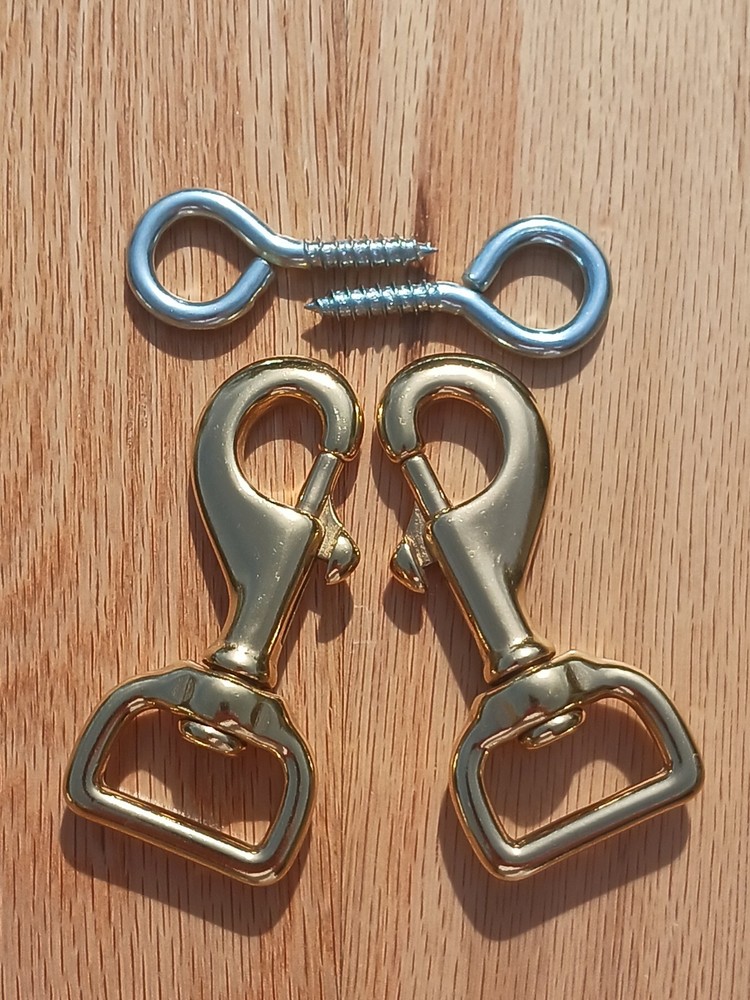 EVH Style Strap Brass Snap Hook and Eye Set