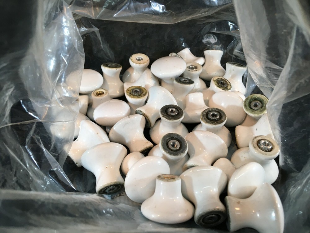 Set of 28 & 4 Shorter White Round Ceramic Drawer/Cabinet Pulls/Knobs
