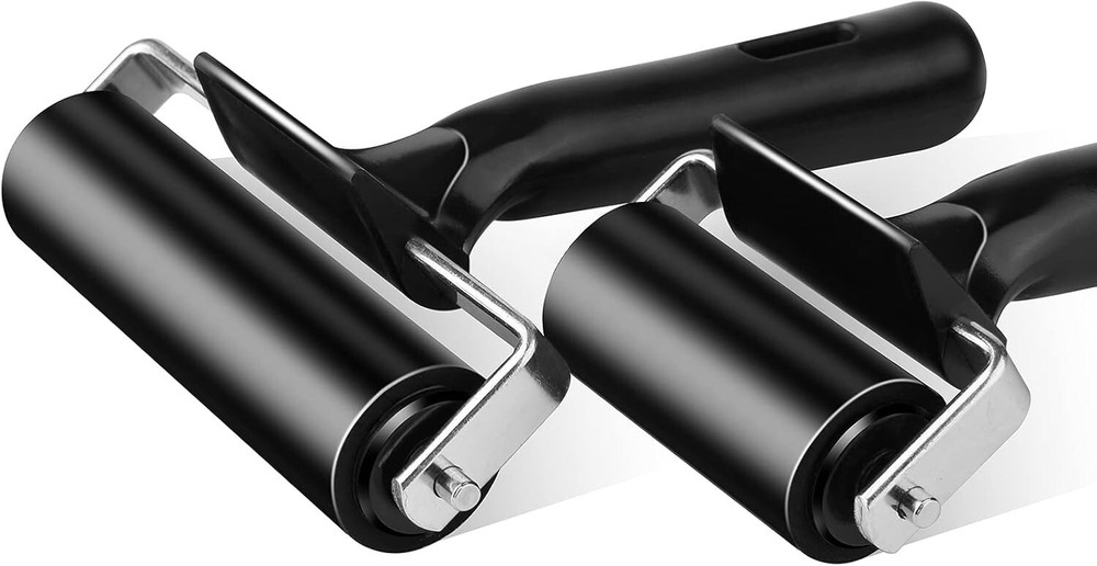 Hard Rubber Brayer Rollers for Printmaking - 4" & 2.2" Lightweight Set