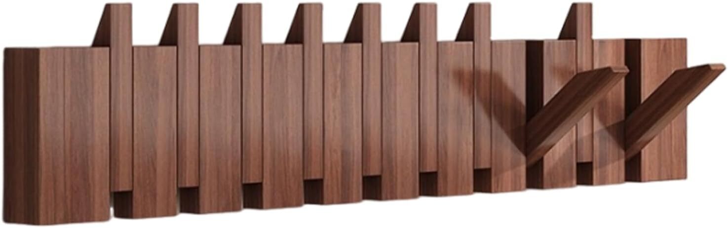 Natural Wood Coat Rack, Wood Wall Mounted, Accordion Wall Hanger, Piano Shape