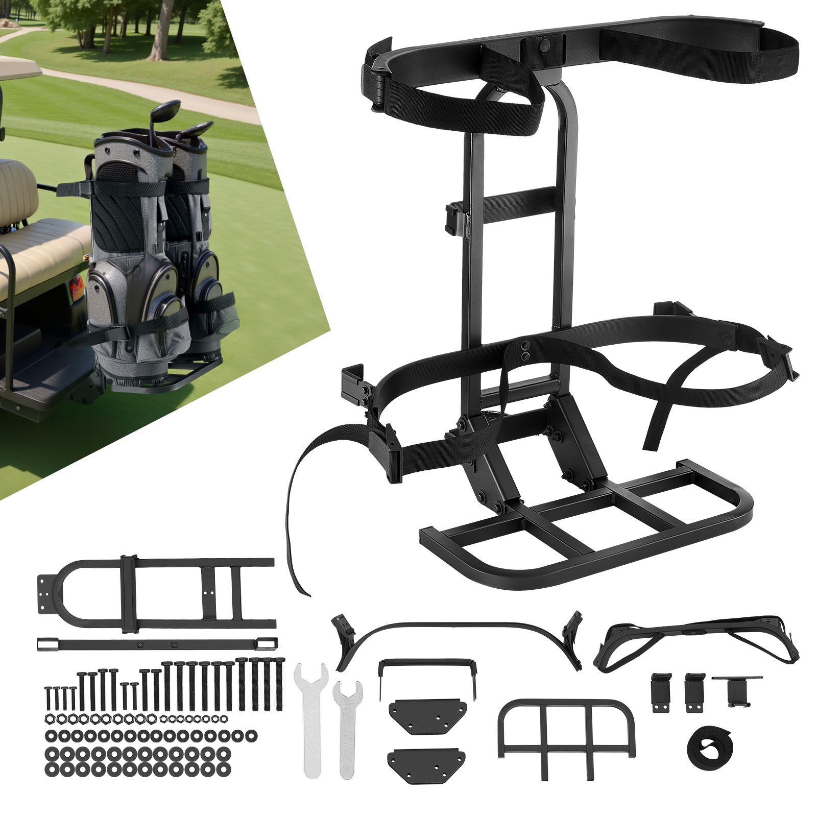 Universal Rear Seat Golf Bag Holder Attachment Rack For Club Car E-Z-Go Yamaha