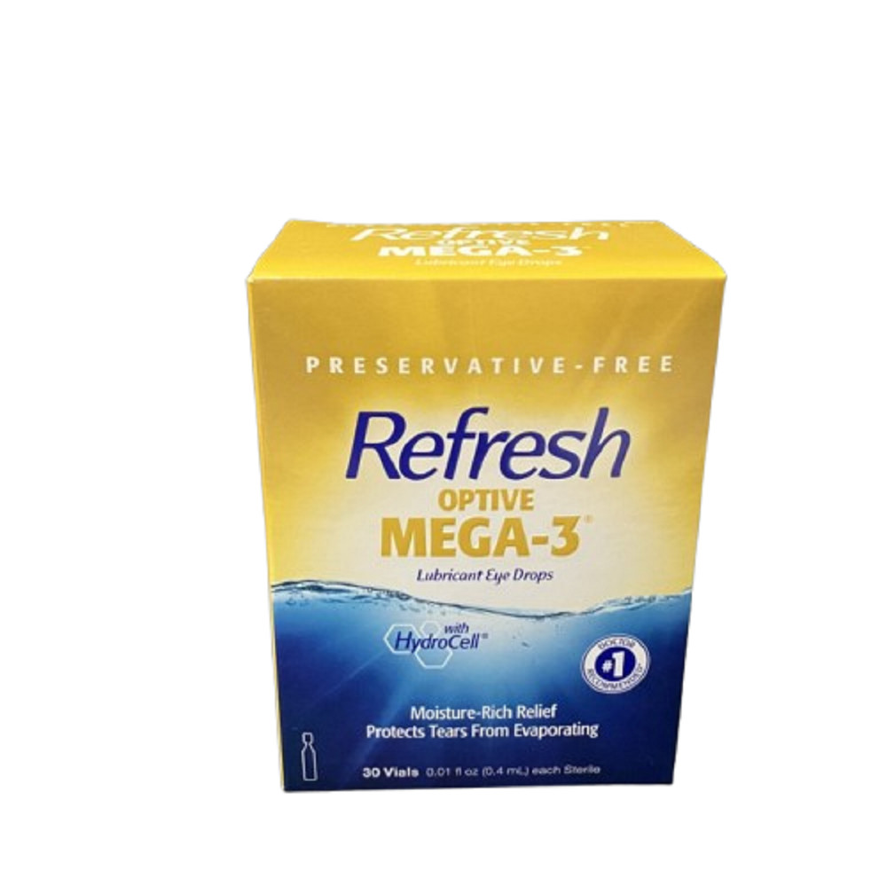Refresh Optive Mega-3 Lubricant Eye Drops – 30 Single-Use Vials (3 Pack)
