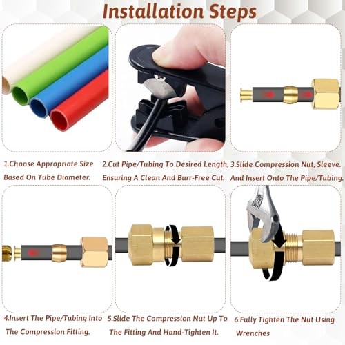 Compression Fittings, 1/4 Compression Fitting Brass Assortment Kit Include