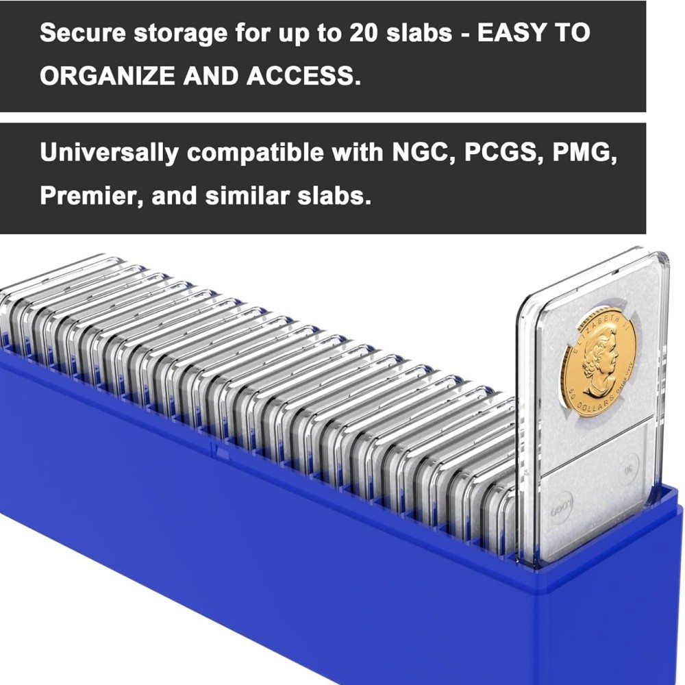 3 Pack Coin Slab Storage Box, 20 Slotted Case Plastic for Graded Coin Storage US