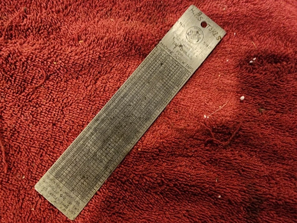 Starrett No.590  Tap Drills For Machine Screw Taps Reference Table
